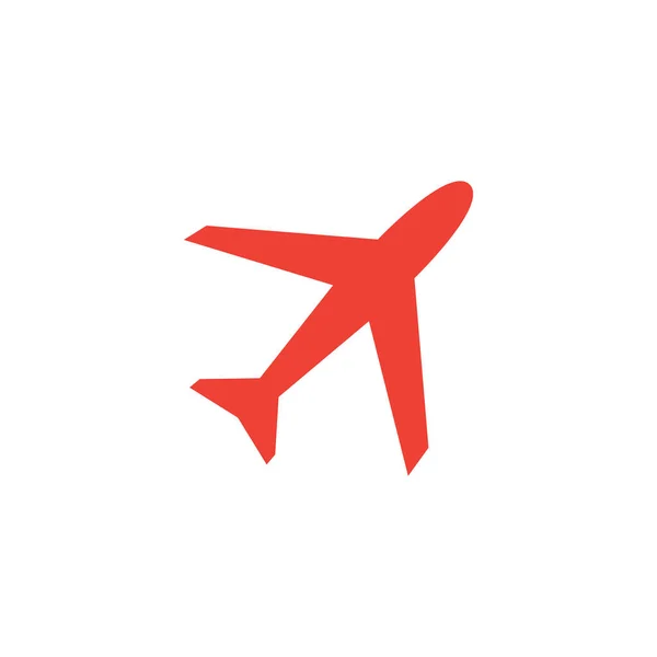 Avión Icono Rojo sobre fondo blanco. Ilustración de vectores de estilo plano rojo — Vector de stock