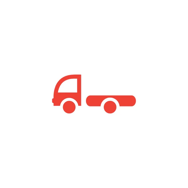 Big Truck červená ikona na bílém pozadí. Vektorová ilustrace červeného plochého stylu. — Stockový vektor
