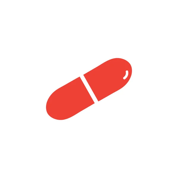 Capsule Red Icon On White Background. Red Flat Style Vector Illustration. — Stock Vector