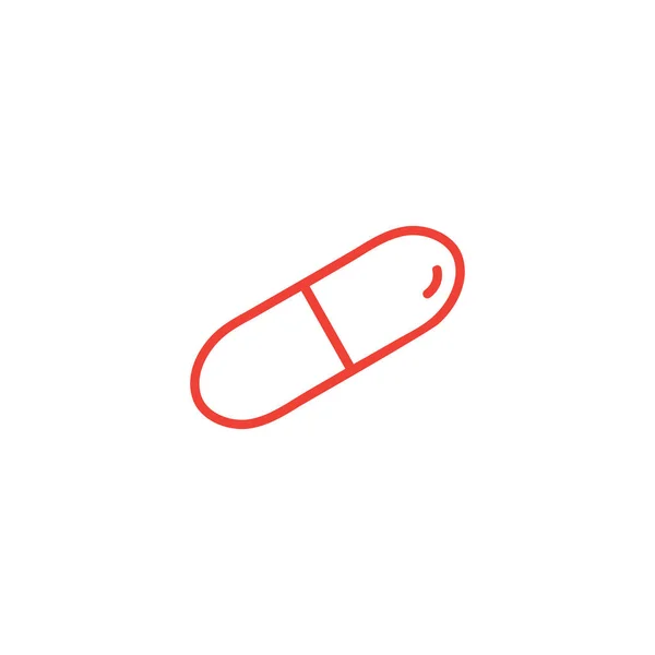 Cápsula de línea roja icono sobre fondo blanco. Ilustración de vectores de estilo plano rojo . — Vector de stock
