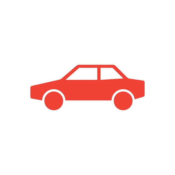Красная икона автомобиля на белом фоне. Вектор Red Flat Style . — стоковый вектор