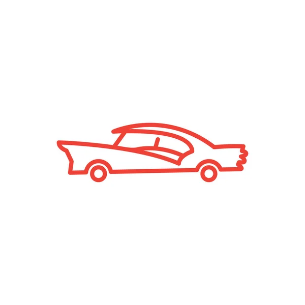 Car Line Red Icon On White Background. Red Flat Style Vector Illustration. — Stock Vector