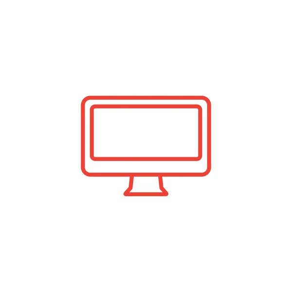 Monitor de ordenador línea roja icono sobre fondo blanco. Ilustración de vectores de estilo plano rojo . — Archivo Imágenes Vectoriales