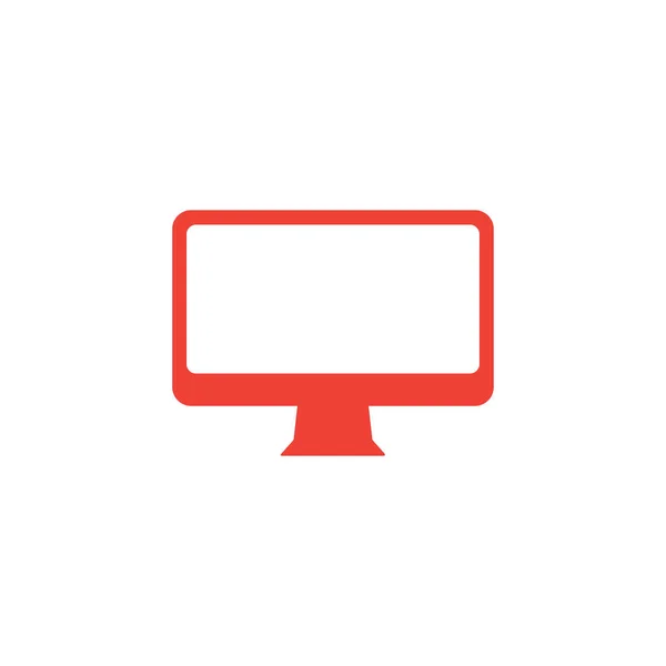 Monitor de computador Ícone vermelho em fundo branco. Ilustração de vetor de estilo plano vermelho . —  Vetores de Stock