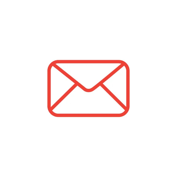 Linha de e-mail Ícone vermelho no fundo branco. Ilustração de vetor de estilo plano vermelho . — Vetor de Stock