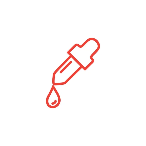 Dropper Line rotes Symbol auf weißem Hintergrund. rote flache Vektor-Illustration. — Stockvektor