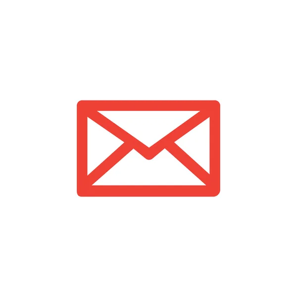 Email Red Icon em fundo branco. Ilustração de vetor de estilo plano vermelho — Vetor de Stock