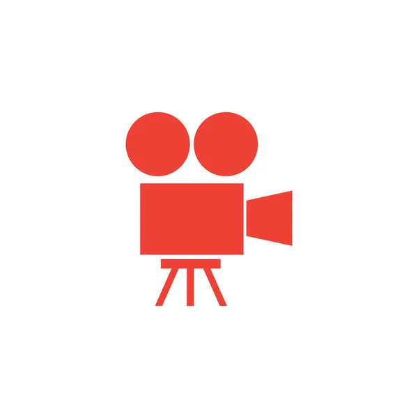 Cámara de cine Icono rojo sobre fondo blanco. Ilustración de vectores de estilo plano rojo . — Archivo Imágenes Vectoriales