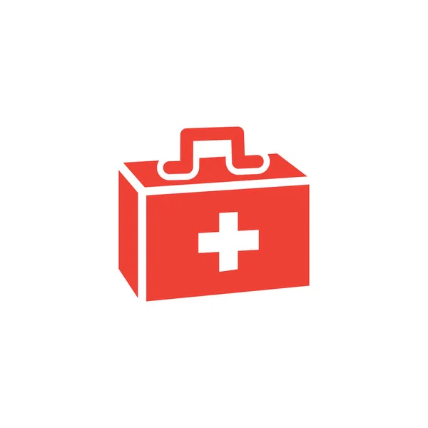 Pudełko pierwszej pomocy Czerwona ikona na białym tle. Czerwony styl płaski wektor ilustracji. — Wektor stockowy