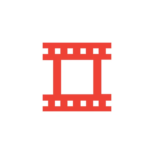 Filmstreifen rotes Symbol auf weißem Hintergrund. rote flache Vektor-Illustration. — Stockvektor