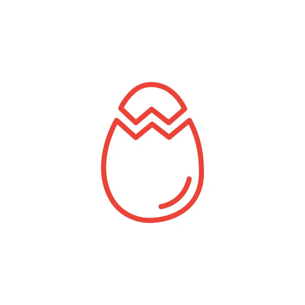 白い背景に卵ラインレッドアイコン。レッドフラットスタイルベクトルイラスト — ストックベクタ