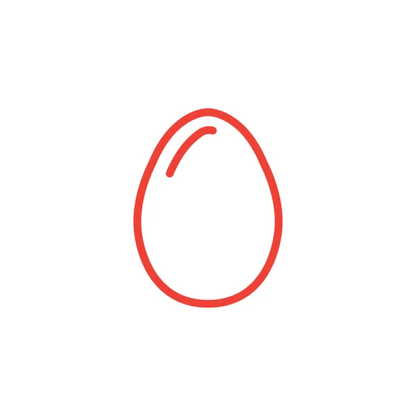 Egg Line Red Icon On White Background. Red Flat Style Vector Illustration — Stock Vector