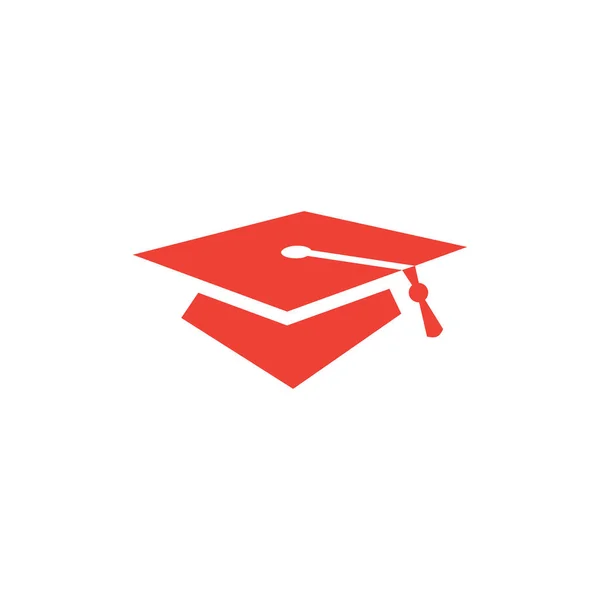 Sombrero de graduación Icono rojo sobre fondo blanco. Ilustración de vectores de estilo plano rojo . — Vector de stock