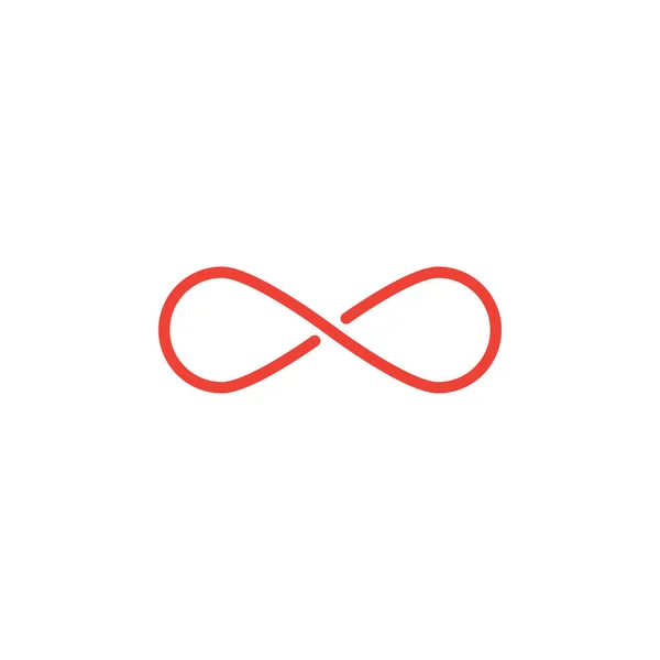 Infinity Line Icono rojo sobre fondo blanco. Ilustración de vectores de estilo plano rojo . — Vector de stock