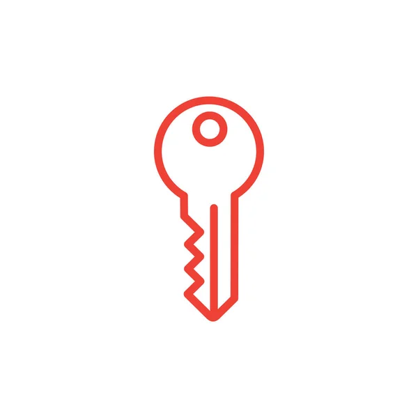 Key Line Red Icon On White Background. Red Flat Style Vector Illustration. — Stock Vector