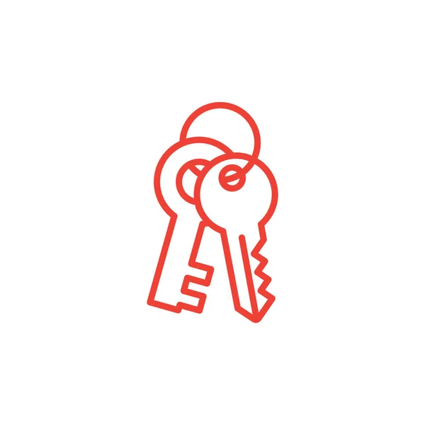 Schlüsselzeile rotes Symbol auf weißem Hintergrund. rote flache Vektor-Illustration. — Stockvektor