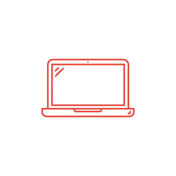 Línea de ordenador portátil Icono rojo sobre fondo blanco. Ilustración de vectores de estilo plano rojo . — Archivo Imágenes Vectoriales