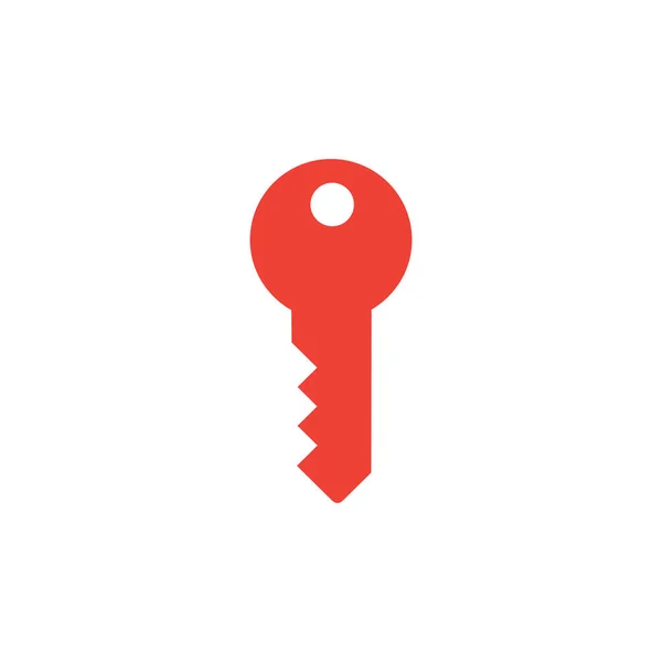 Nyckel röd ikon på vit bakgrund. Röd Platt Stil Vektor Illustration. — Stock vektor