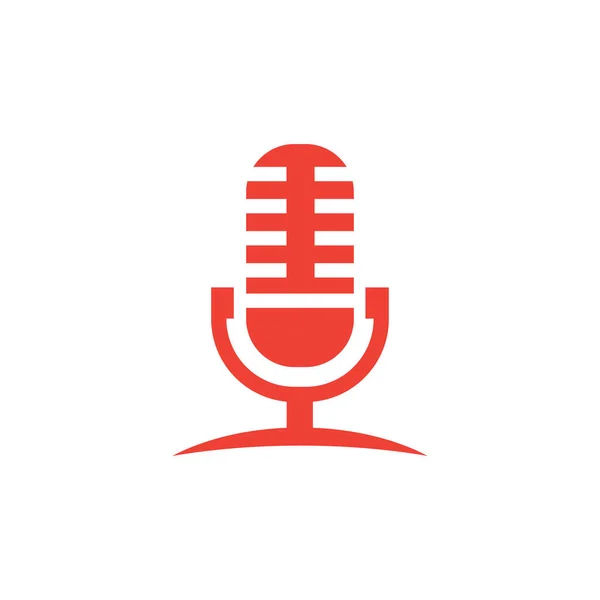 Beyaz Arkaplanda Kırmızı Mikrofon Simgesi. Kırmızı Düz Biçim Vektör İllüstrasyonu. — Stok Vektör
