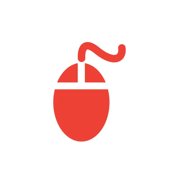 Ratón icono rojo sobre fondo blanco. Ilustración de vectores de estilo plano rojo . — Vector de stock