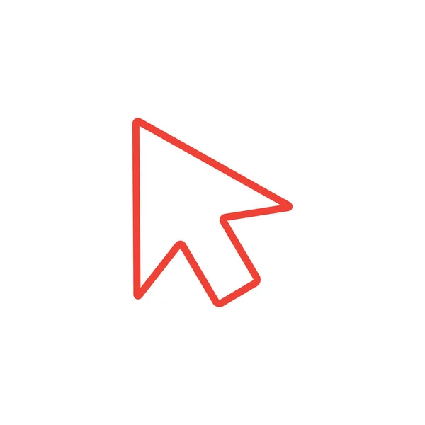 Mouse Cursor Line Red Icon White Background. Вектор Red Flat Style . — стоковый вектор
