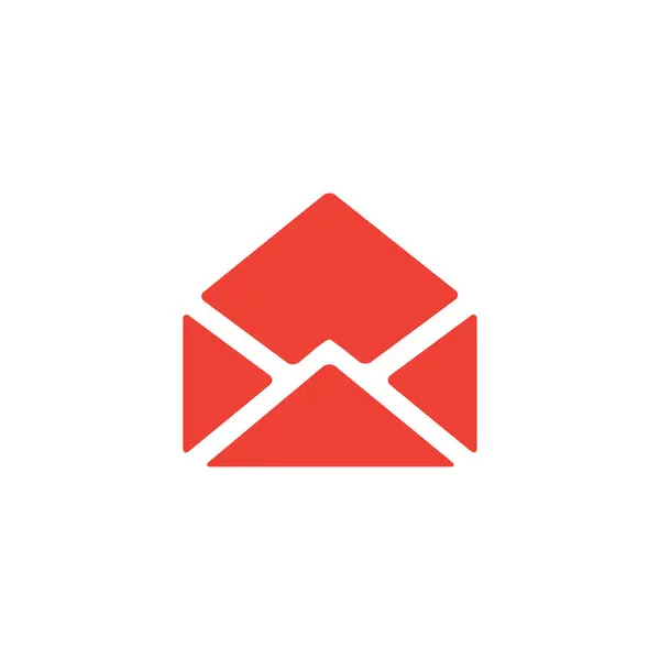 Abra o e-mail Ícone vermelho no fundo branco. Ilustração de vetor de estilo plano vermelho . — Vetor de Stock