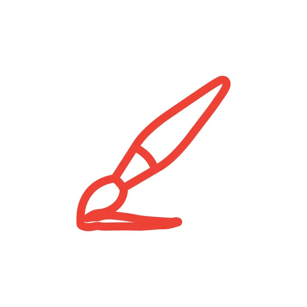Linea pennello Icona rossa su sfondo bianco. Illustrazione vettoriale in stile piatto rosso . — Vettoriale Stock