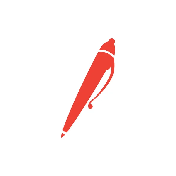 Penna Icona rossa su sfondo bianco. Illustrazione vettoriale in stile piatto rosso . — Vettoriale Stock