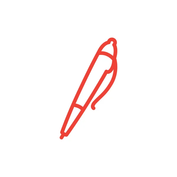 Línea de pluma Icono rojo sobre fondo blanco. Ilustración de vectores de estilo plano rojo . — Archivo Imágenes Vectoriales