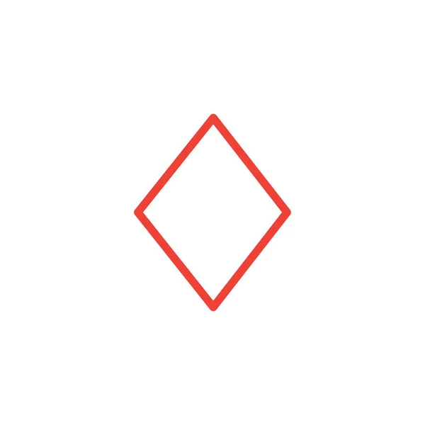 Juego de cartas línea de diamantes icono rojo sobre fondo blanco. Ilustración de vectores de estilo plano rojo . — Vector de stock