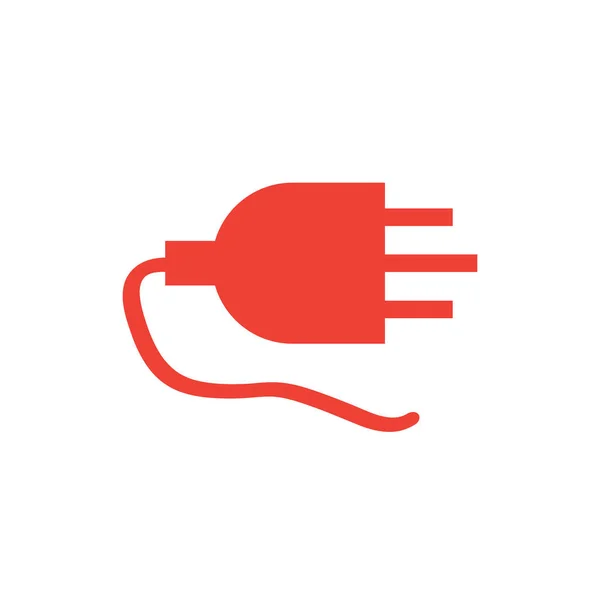 Plug Red Icon fehér háttér. Piros lapos vektor illusztráció. — Stock Vector