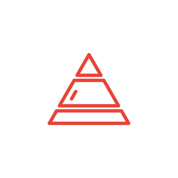 Pirámide línea roja icono sobre fondo blanco. Ilustración de vectores de estilo plano rojo . — Vector de stock