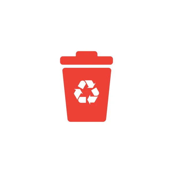 Papelera de reciclaje icono rojo sobre fondo blanco. Ilustración de vectores de estilo plano rojo . — Vector de stock