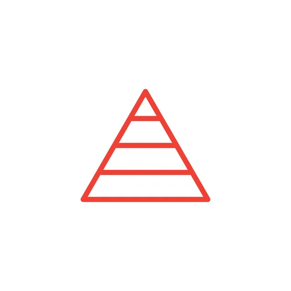 Pirámide línea roja icono sobre fondo blanco. Ilustración de vectores de estilo plano rojo . — Vector de stock