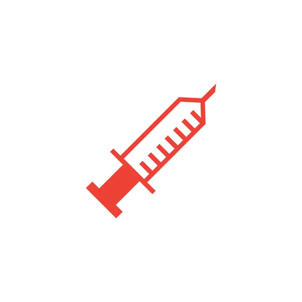Syringe Red Icon On White Background. Red Flat Style Vector Illustration. — Stock Vector