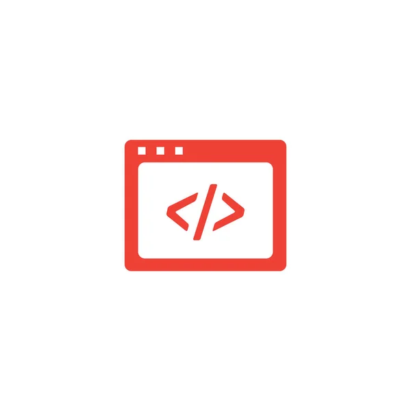 Web Page Code Icona rossa su sfondo bianco. Illustrazione vettoriale in stile piatto rosso — Vettoriale Stock
