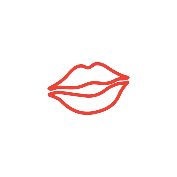 Donna labbra linea icona rossa su sfondo bianco. Illustrazione vettoriale in stile piatto rosso — Vettoriale Stock