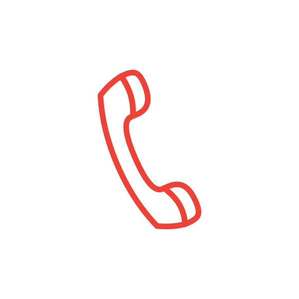 Línea telefónica del receptor Icono rojo sobre fondo blanco. Ilustración de vectores de estilo plano rojo . — Vector de stock