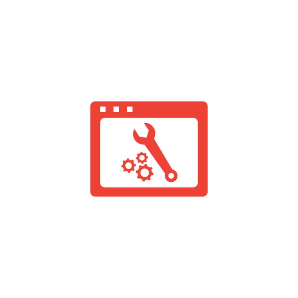 Web Page Maintenance Icono rojo sobre fondo blanco. Ilustración de vectores de estilo plano rojo — Archivo Imágenes Vectoriales