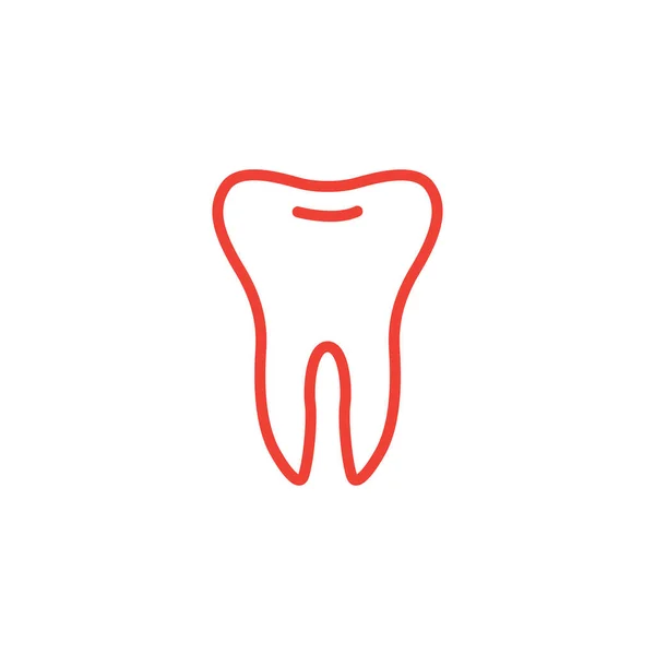 Línea de dientes Icono rojo sobre fondo blanco. Ilustración de vectores de estilo plano rojo . — Vector de stock
