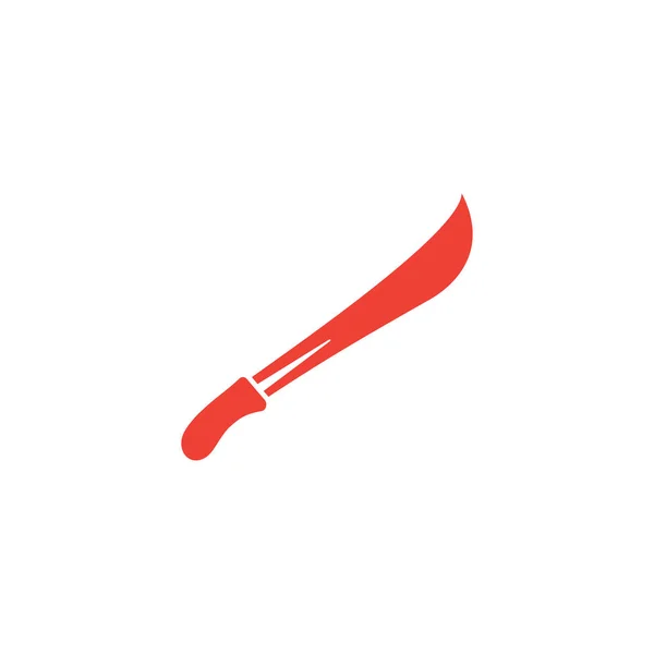 Meč červená ikona na bílém pozadí. Vektorová ilustrace červeného plochého stylu. — Stockový vektor