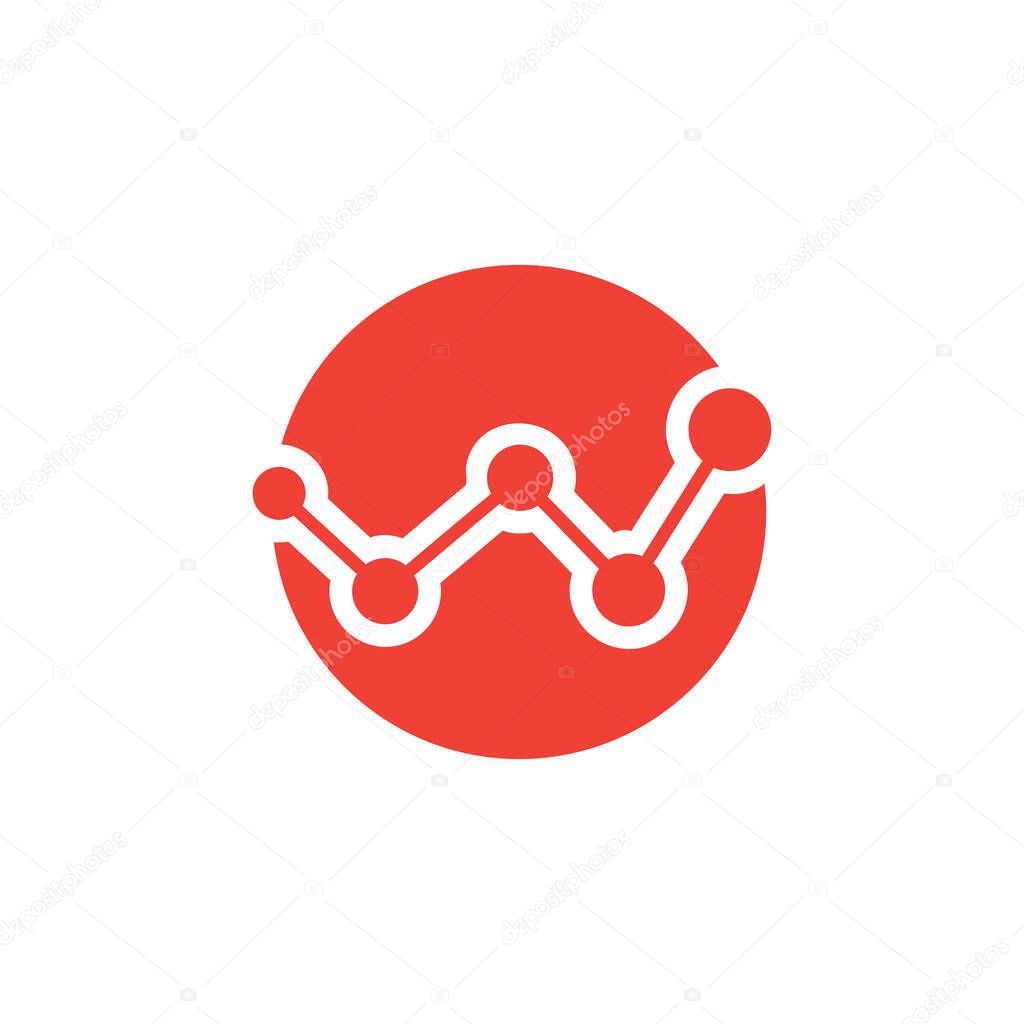 Analytics Red Icon On White Background. Red Flat Style Vector Illustration.