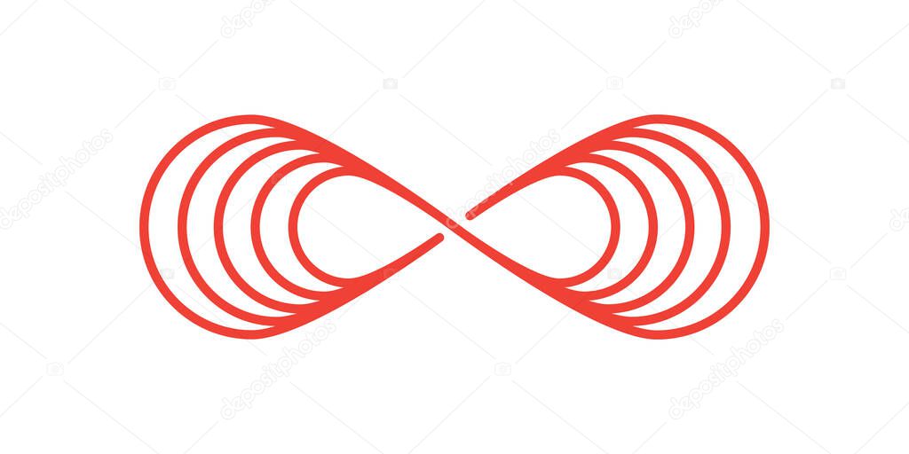 Infinity Red Illustration On White Background. Red Flat Style Vector Illustration.