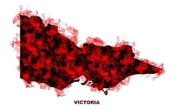 Victoria Χάρτης Φωτιά στο Λευκό Φόντο. Bushfire στην Αυστραλία. — Φωτογραφία Αρχείου