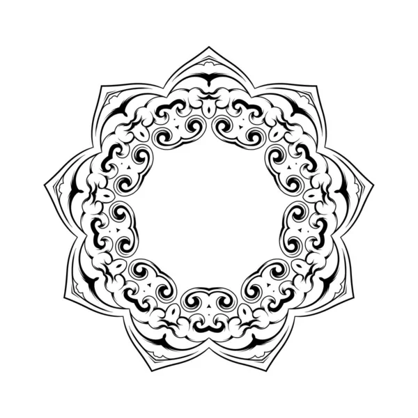 Mandala Redondo Negro Sobre Fondo Blanco Aislado Adorno Decorativo Estilo — Vector de stock