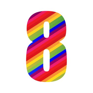 8 Numara Gökkuşağı Stili Rakamsal Rakam. Beyaz Arkaplanda Renkli Sayı Vektör İllüstrasyon Tasarımı İzole Edildi.