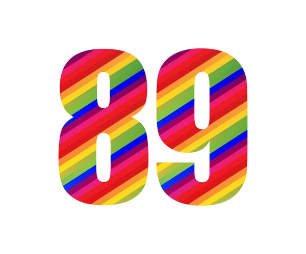 Αριθμός Rainbow Style Αριθμητικό Ψηφίο Πολύχρωμο Ογδόντα Εννέα Αριθμός Διάνυσμα — Διανυσματικό Αρχείο