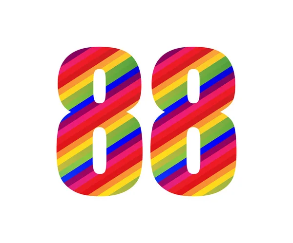 Αριθμός Rainbow Style Αριθμητικό Ψηφίο Πολύχρωμο Ογδόντα Οκτώ Αριθμός Διάνυσμα — Διανυσματικό Αρχείο