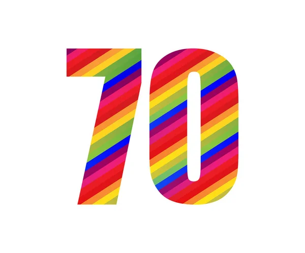 Αριθμός Rainbow Style Αριθμητικό Ψηφίο Πολύχρωμο Εβδομήντα Αριθμός Διάνυσμα Σχεδιασμός — Διανυσματικό Αρχείο