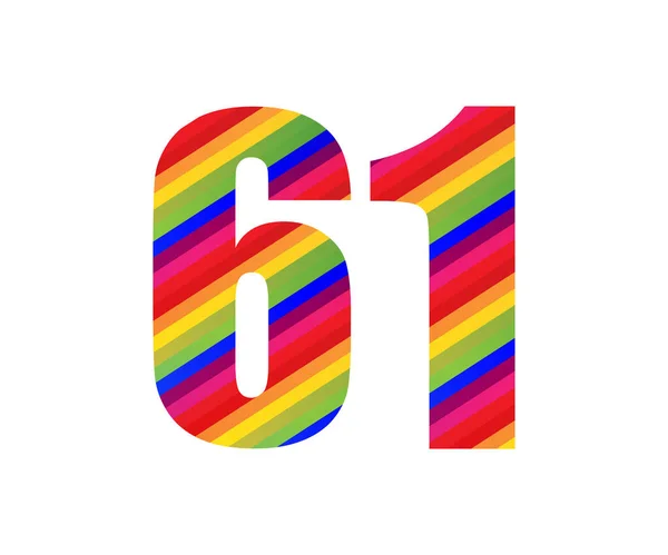 Αριθμητικό Ψηφίο Στυλ Rainbow Πολύχρωμο Εξήντα Ένα Αριθμός Διάνυσμα Σχεδιασμός — Διανυσματικό Αρχείο